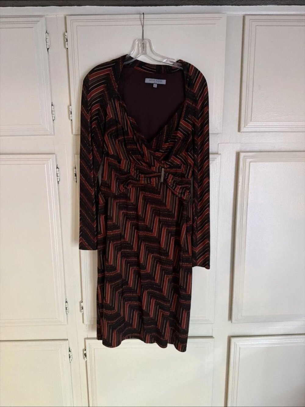 ANNE KLEIN Fall Classic Stretch Wrap Dress Long Sleeves Size 12